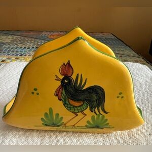 Yellow Rooster Napkin Holder - Made in Italy